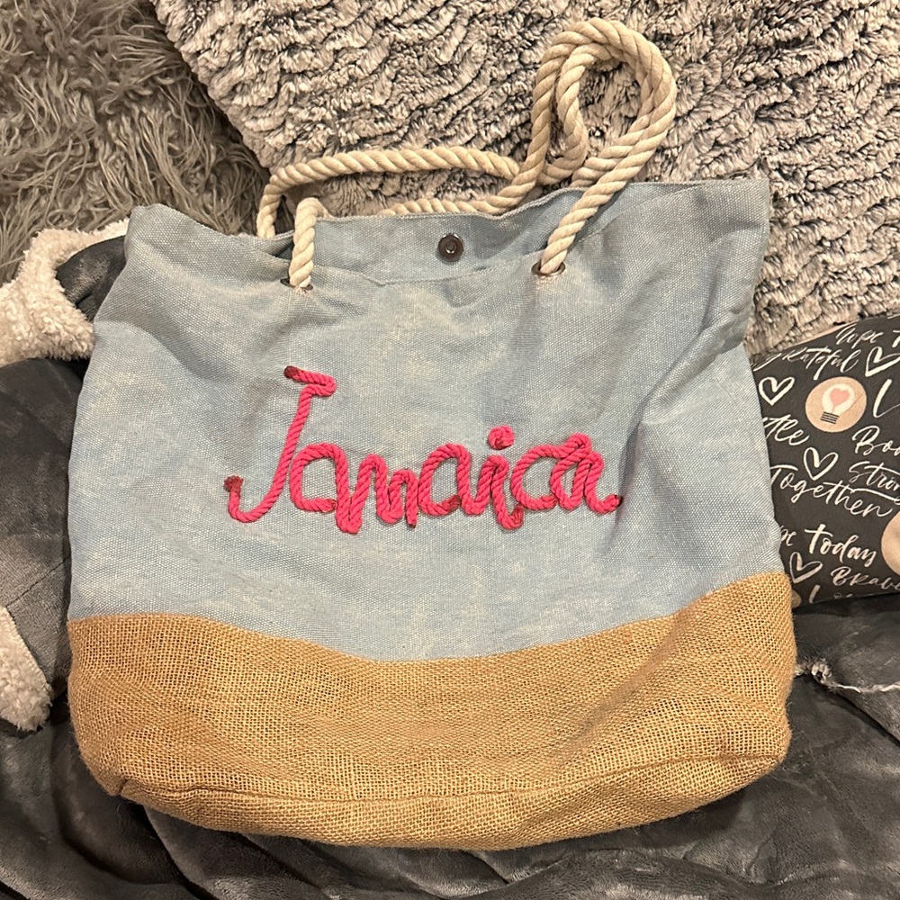 Jamaica Blue & Tan Everyday Tote Bag